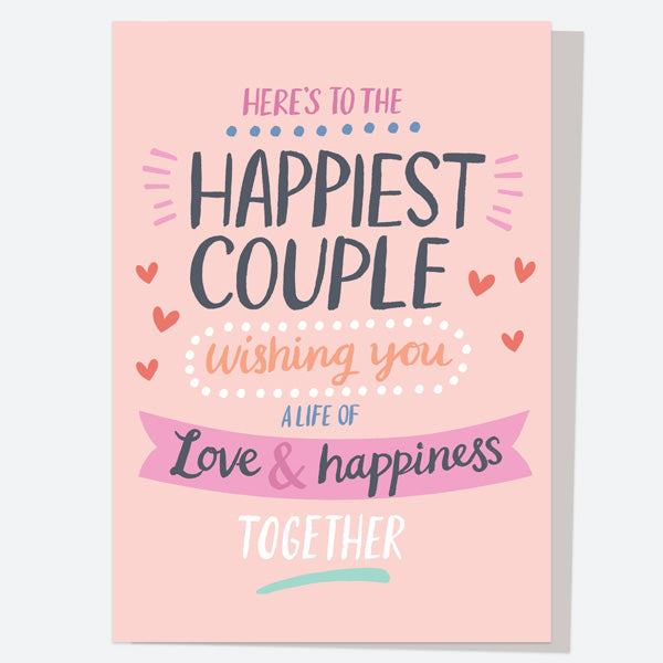 Wedding Card Casual Lettering Happiest Couple Fast Delivery At Dotty About Paper