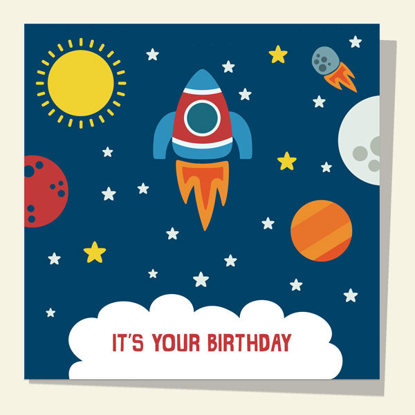 Kids Birthday Card - Space Rocket - Fast Delivery at Dotty About Paper