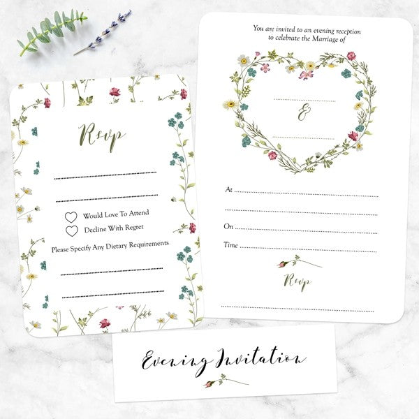 Botanical Heart - Ready to Write Evening Invitations & RSVP