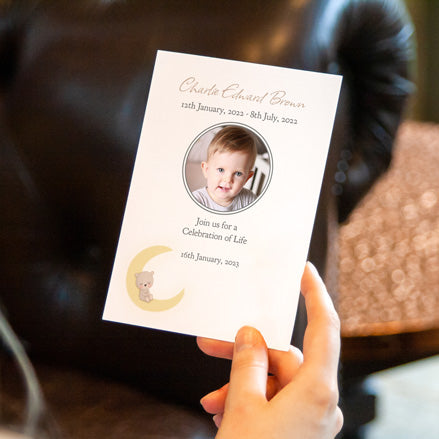 Funeral Celebration of Life Invitations - Bear & Moon