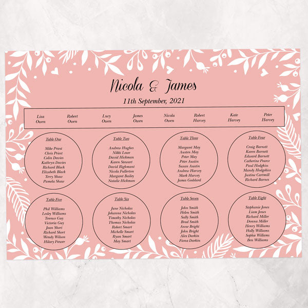 Chalkboard Botanical Love Birds Table Plan