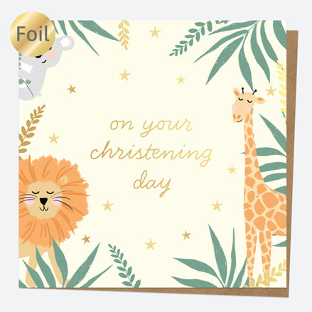 Luxury Foil Christening Card - Animal World - Jungle - Christening