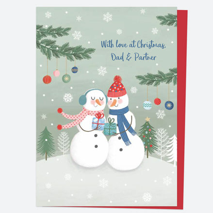 Christmas Card - Snowman Scene - Couple - Dad & Partner