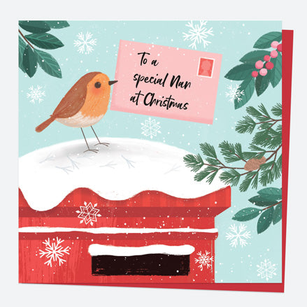 Christmas Card - Postbox & Robin - Special Delivery - Nan