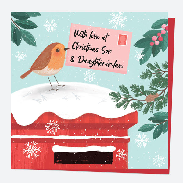 Christmas Card - Postbox & Robin - Special Delivery - Son & Daughter-In-Law