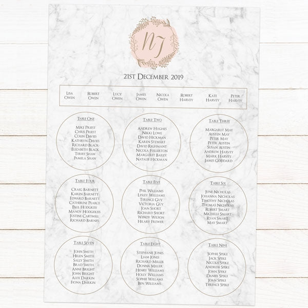 Elegant Marble Blush Table Plan