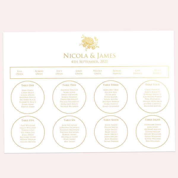 Elegant Rose Foil Table Plan