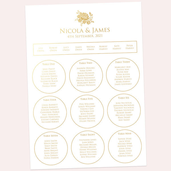 Elegant Rose Foil Table Plan