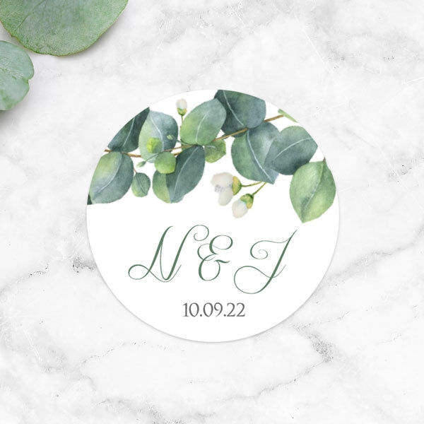 Personalised Wedding Stickers Labels Eucalyptus Name Stickers