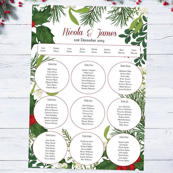 Festive Winter Woodland Table Plan