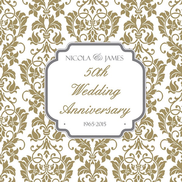 50th Wedding Anniversary Invitations - Floral Pattern - Pack of 10 ...