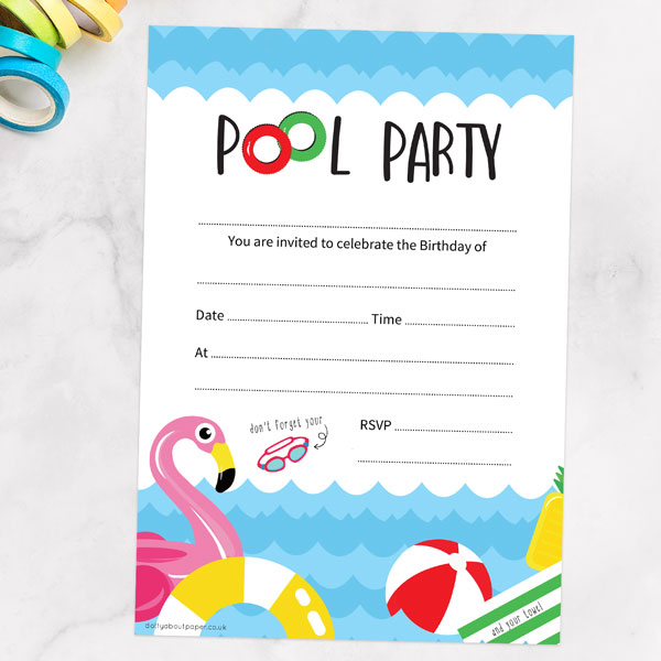 Fun Pool Party - Notelet Invitation - Pack of 20 - Fast Delivery at ...