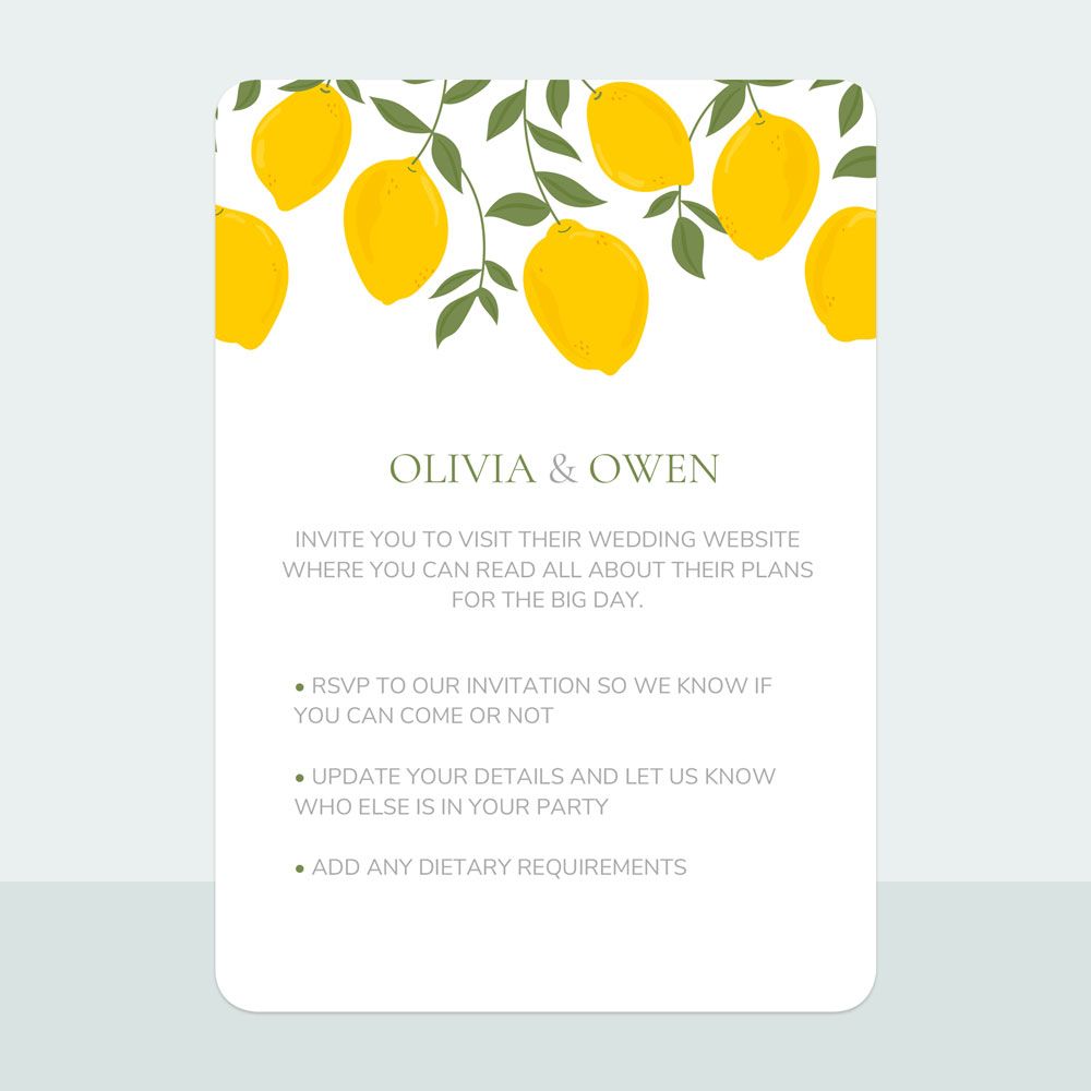 Lemons - Evening Invitation & Information Card Suite