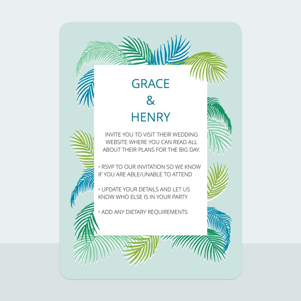 Tropical Fern - Evening Invitation & Information Card Suite