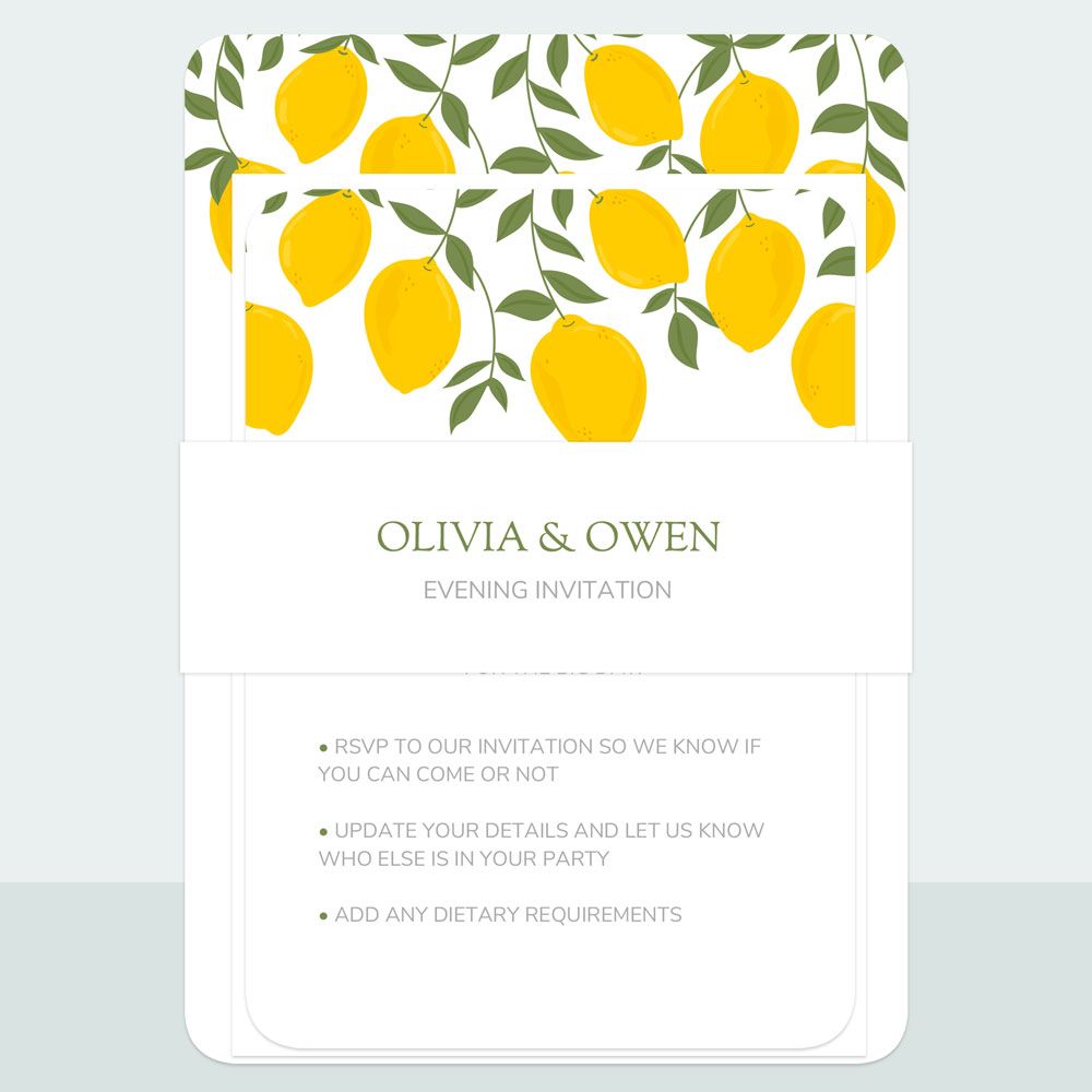 Lemons - Evening Invitation & Information Card Suite