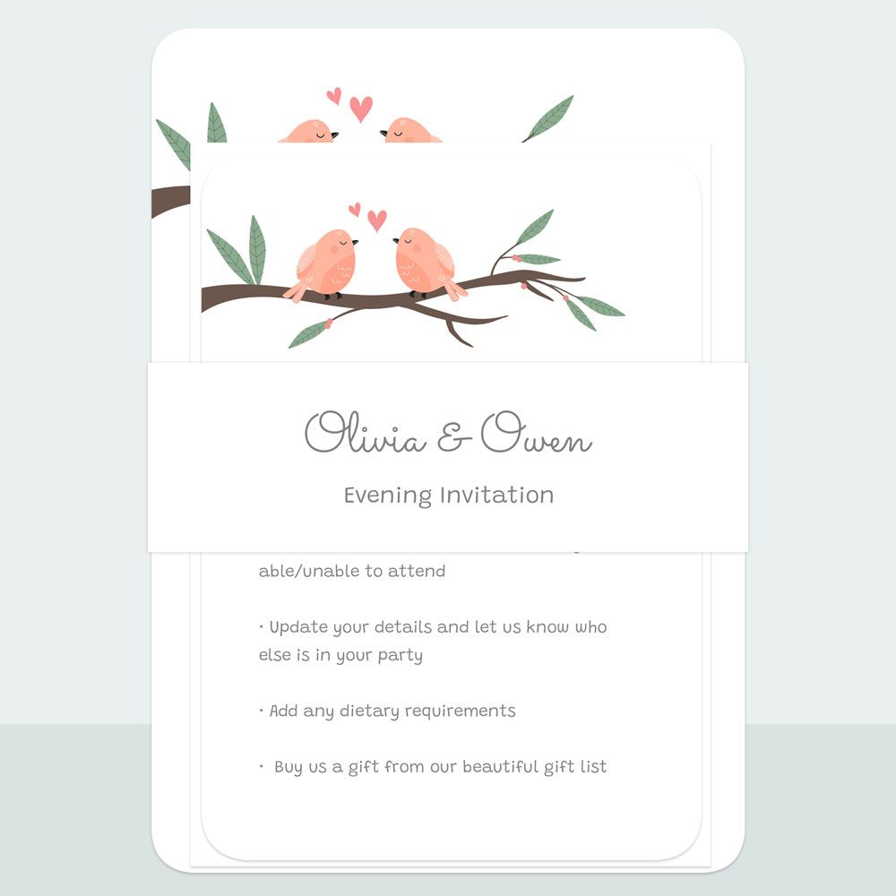 Love Birds - Evening Invitation & Information Card Suite