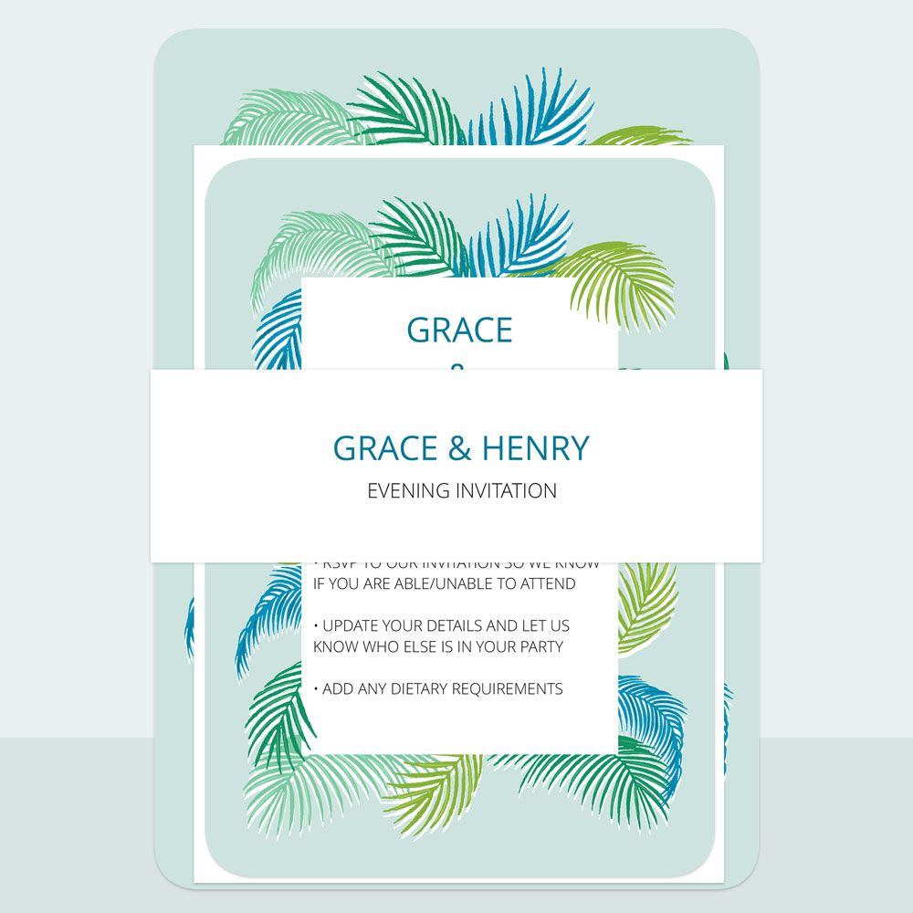 Tropical Fern - Evening Invitation & Information Card Suite