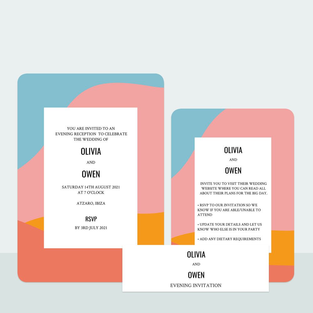 Colour Block Border - Evening Invitation & Information Card Suite