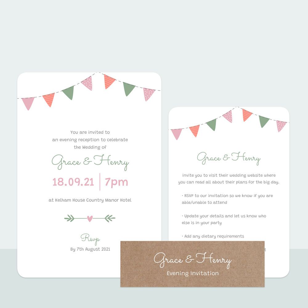 Rustic Bunting - Evening Invitation & Information Card Suite