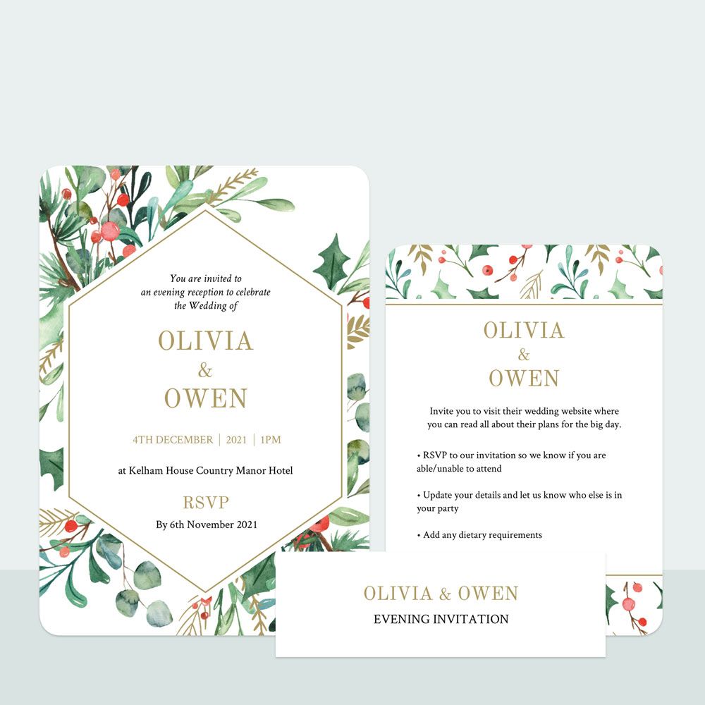 Winter Berry - Evening Invitation & Information Card Suite