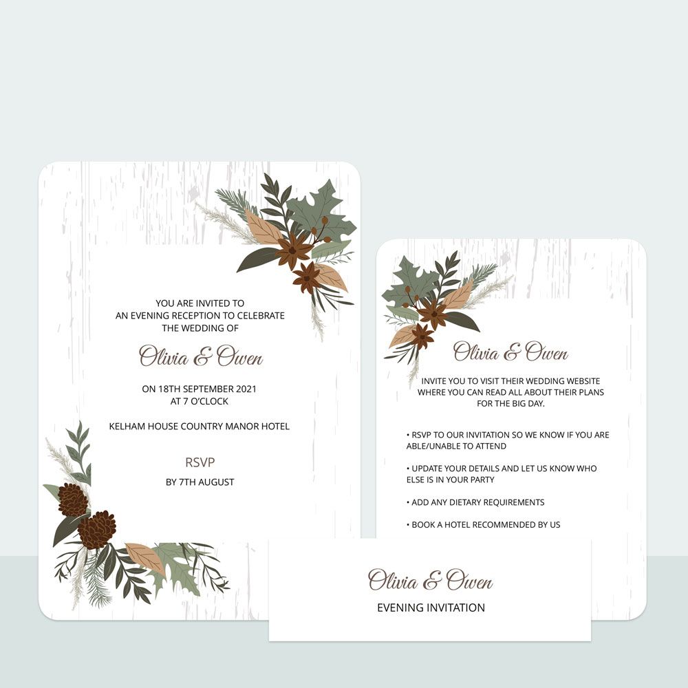 Woodland - Evening Invitation & Information Card Suite