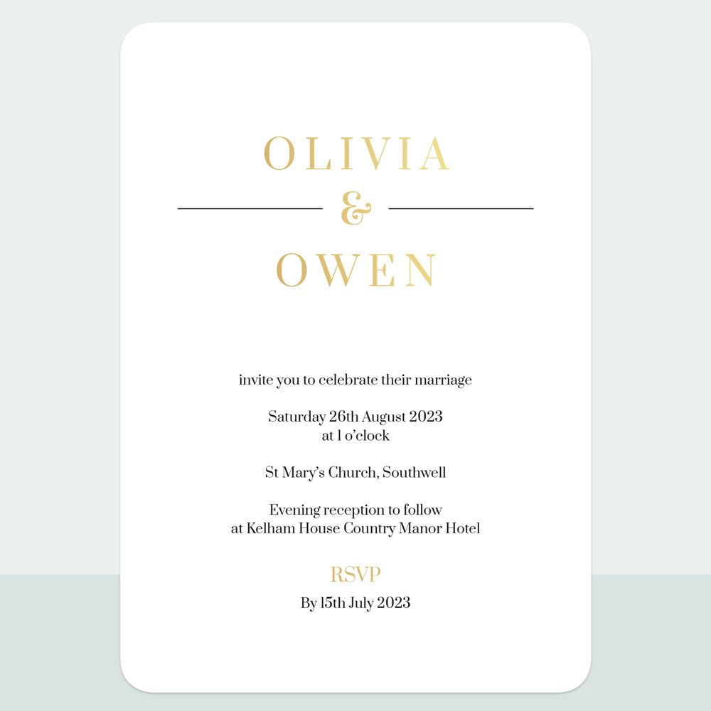 Classic Elegance Bespoke - Foil Wedding Invitation & Information Card Suite