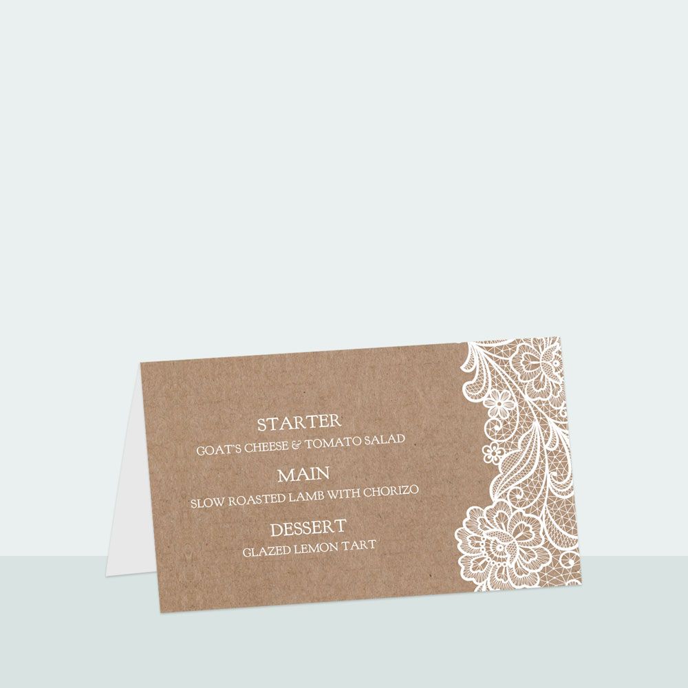 Traditional Rustic Lace - Place Card