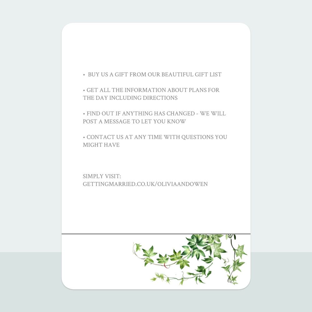 Ivy Garland - Wedding Invitation & Information Card Suite