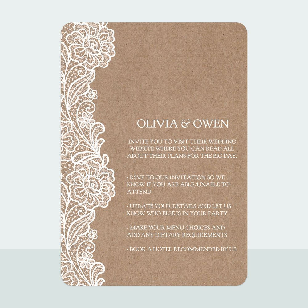 Traditional Rustic Lace - Wedding Invitation & Information Card Suite