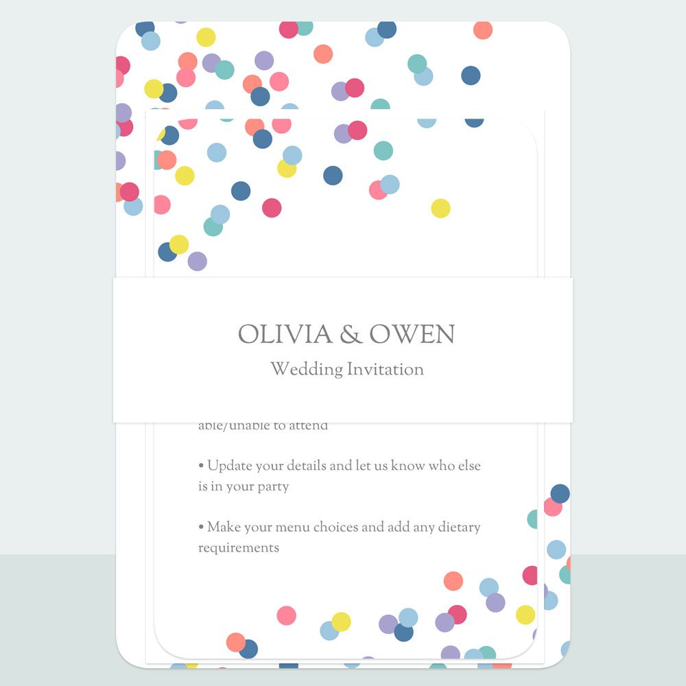 Colourful Confetti - Wedding Invitation & Information Card Suite