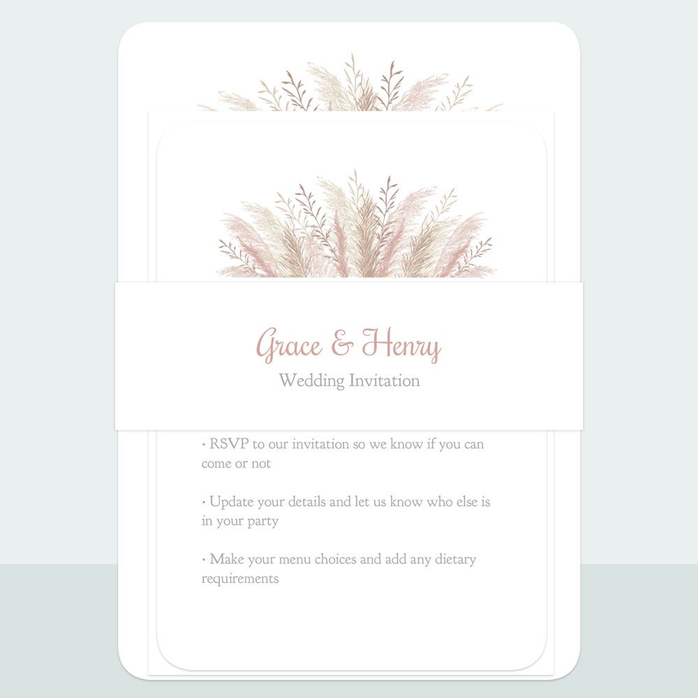 Pampas - Wedding Invitation & Information Card Suite