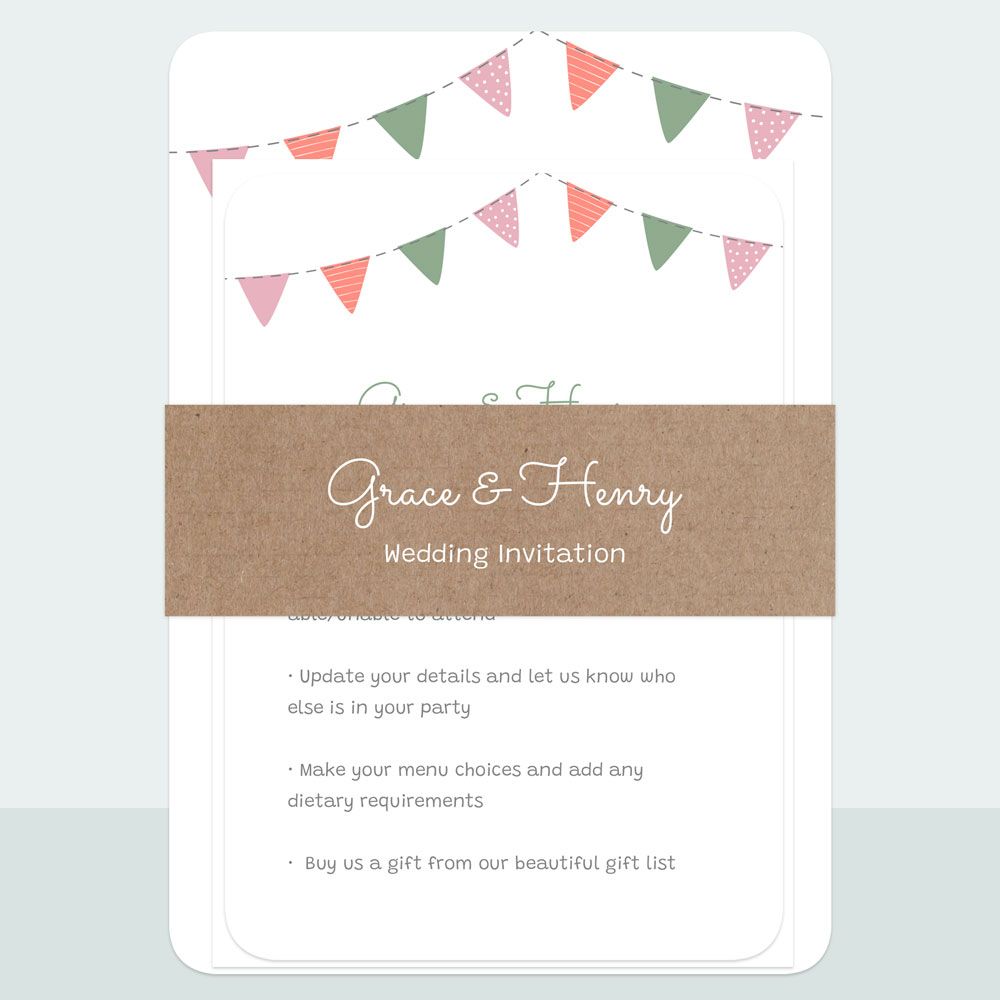 Rustic Bunting - Wedding Invitation & Information Card Suite