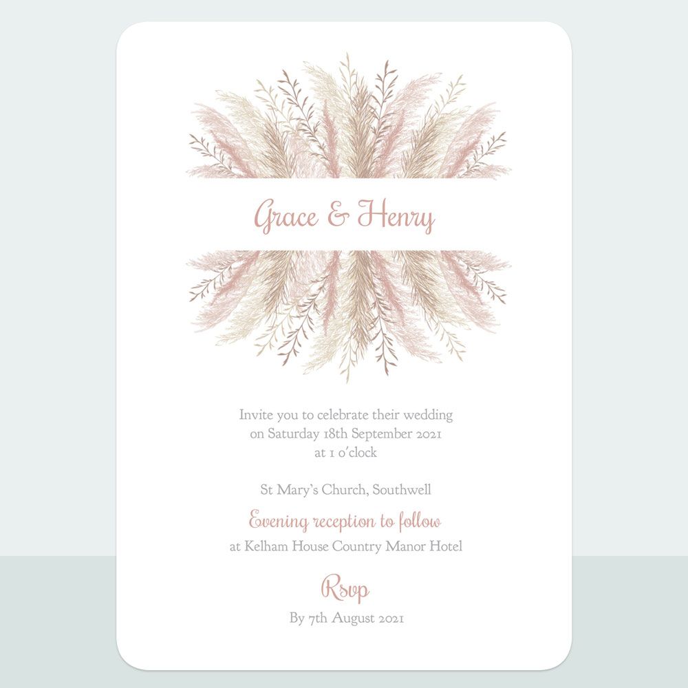 Pampas - Wedding Invitation & Information Card Suite