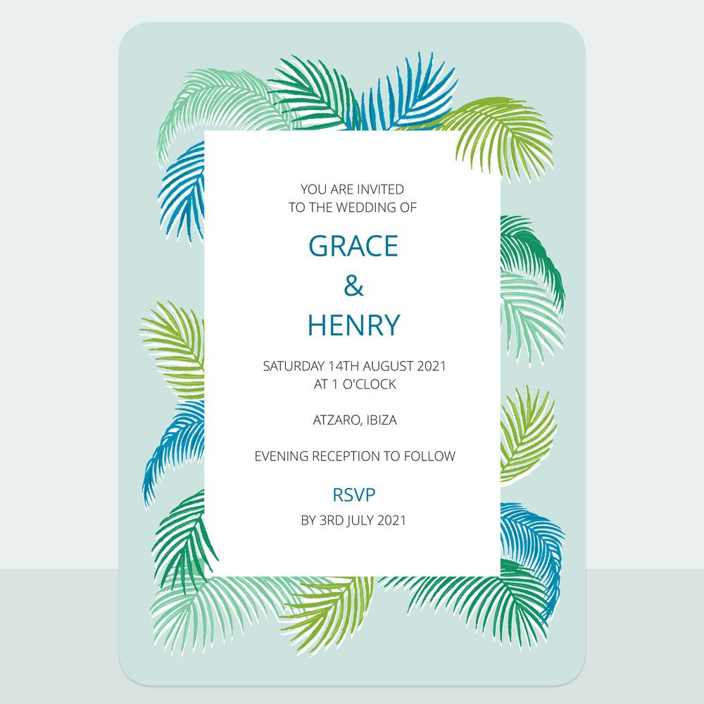 Tropical Fern - Wedding Invitation & Information Card Suite