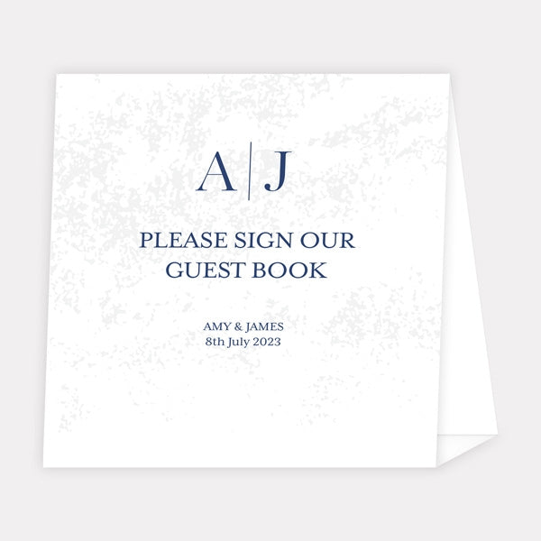 Textured Simplistic Monogram - Iridescent Wedding Guest Book