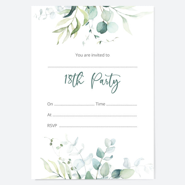 18th Birthday Invitations - Eucalyptus Bouquet - Pack of 10 - Fast ...