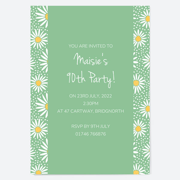 90th Birthday Invitations - Oopsy Daisies - Pack of 10