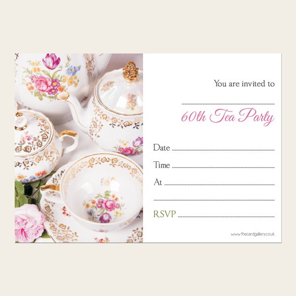 60th Birthday Invitations - Vintage China - Pack of 10