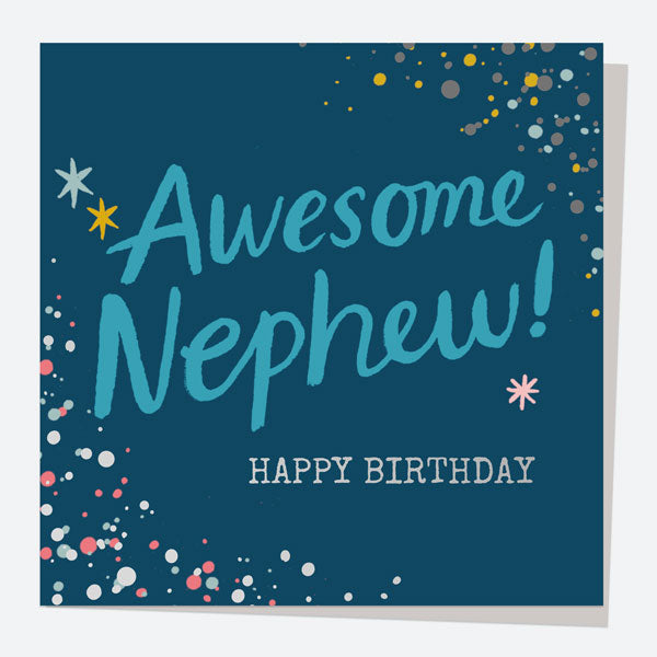 Luxury Foil Birthday Card - Typography Splash - Awesome Nephew! Happy ...