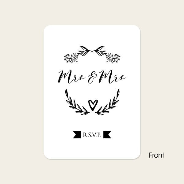 Mrs & Mrs Floral Chalkboard - Ready to Write Evening Invitations & RSVP