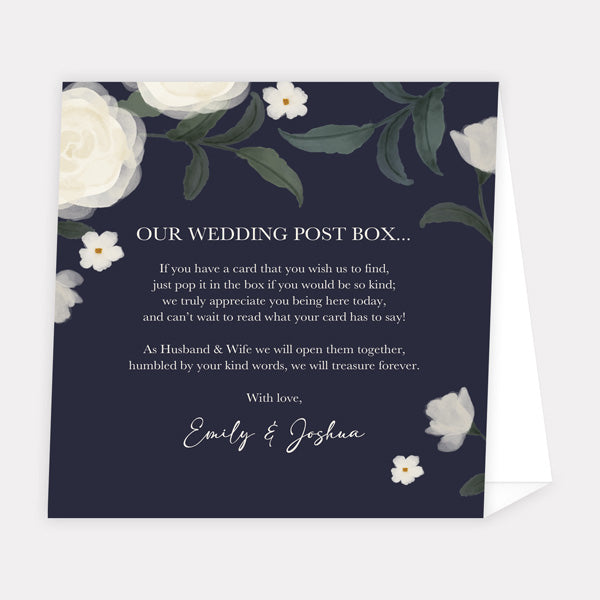 Navy Country Flowers Personalised Wedding Post Box