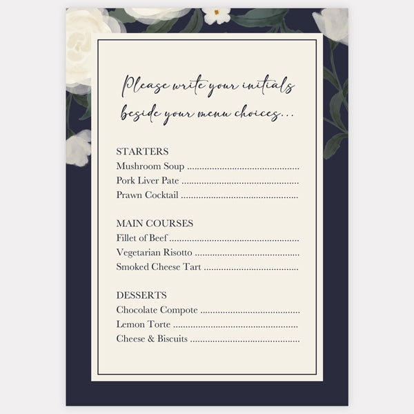 Navy Country Flowers RSVP Cards