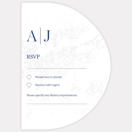 Textured Simplistic Monogram Iridescent RSVP Cards