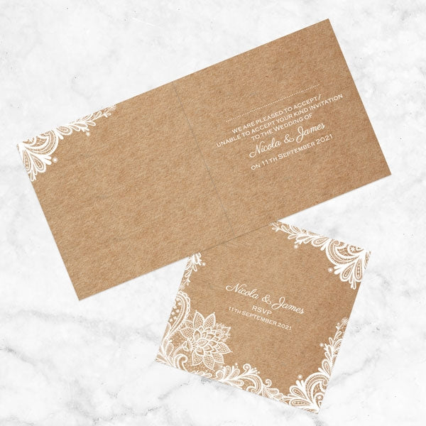 Rustic Wedding Lace RSVP Cards