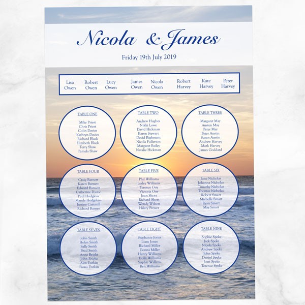 Sea Sunset - Table Plan