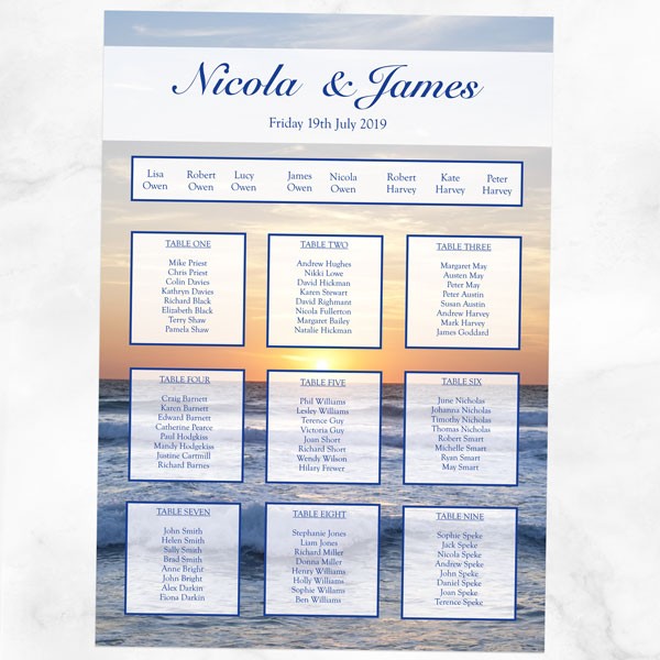 Sea Sunset - Table Plan