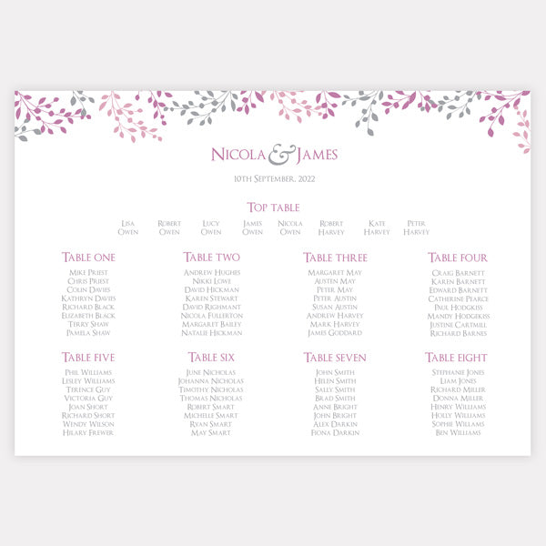 Delicate Leaf Border Table Plan