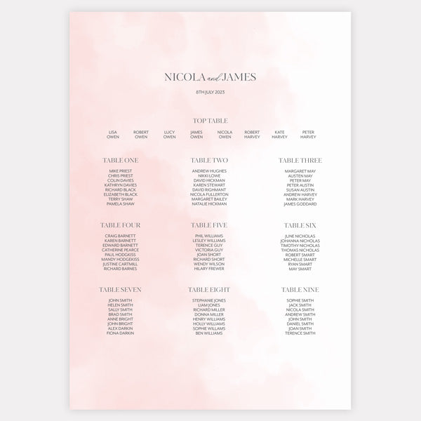 Delicate Inkwash Iridescent Table Plan