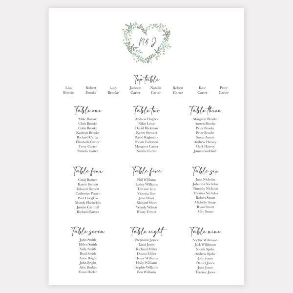 Eucalyptus Heart Table Plan