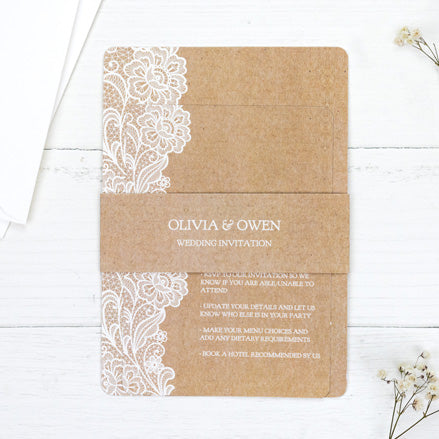 Traditional Rustic Lace - Wedding Invitation & Information Card Suite